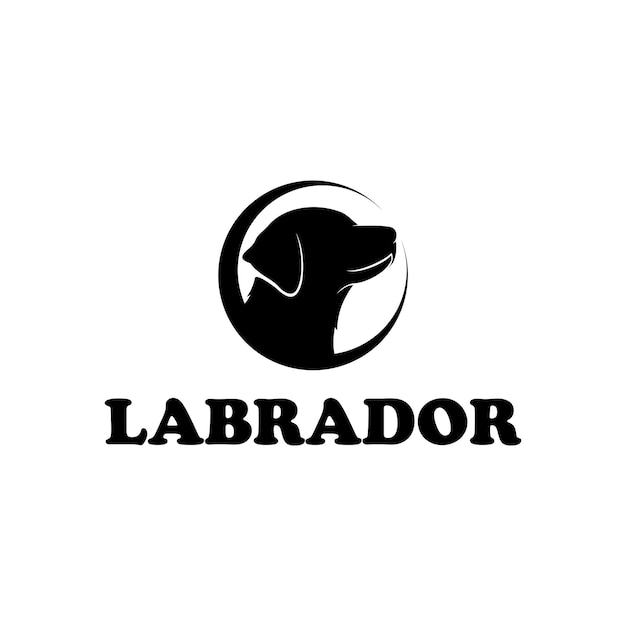 Simple Silhouette Black Labrador Dog Logo Design