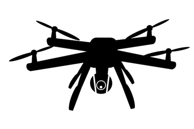 Simple Silhouette of Drone isolated on  white