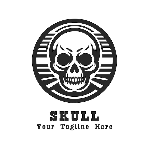 Vector simple skull logo design illustration