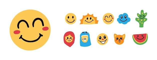 Simple smile icon vector collection set for poster background social media post