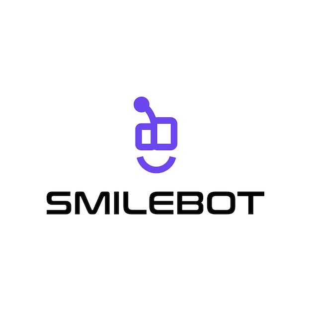 simple smile robot and letter B logo design