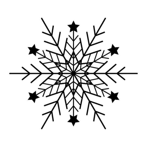 Simple snowflake of black lines. Festive decoration for New Year and Christmas