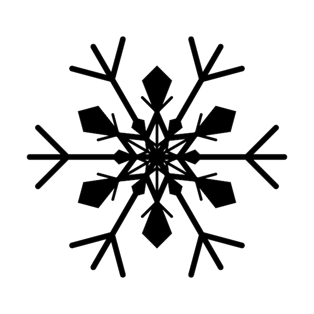 Simple snowflake of black lines. Festive decoration for New Year and Christmas