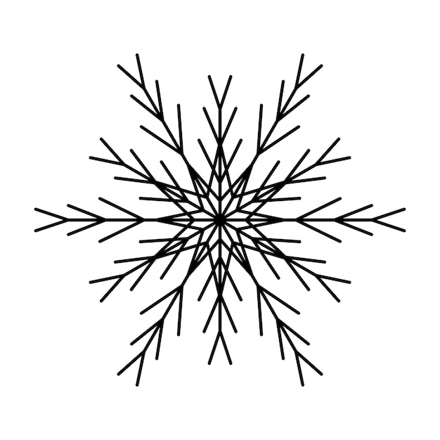 Simple snowflake of black lines. Festive decoration for New Year and Christmas