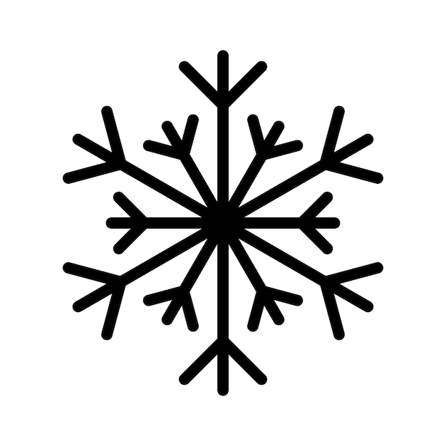 Simple snowflake of black lines. Festive decoration for New Year and Christmas