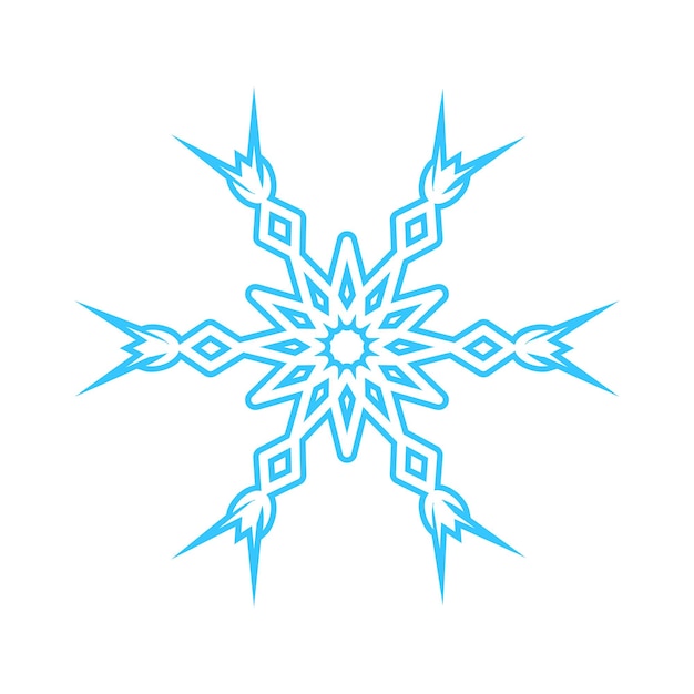 Simple snowflake made of blue lines Festive decoration for New Year and Christmas symbol of winter element for design Vector illustration