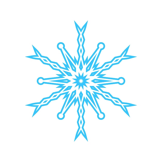 Simple snowflake made of blue lines Festive decoration for New Year and Christmas symbol of winter element for design Vector illustration