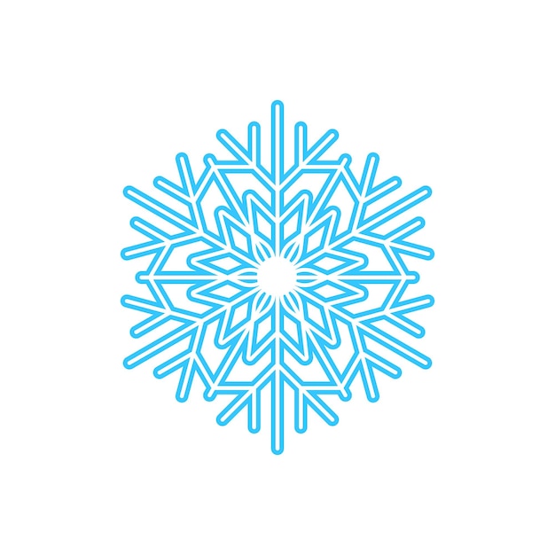 Simple snowflake made of blue lines Festive decoration for New Year and Christmas symbol of winter element for design Vector illustration