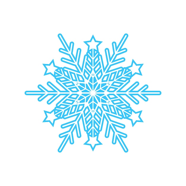 Simple snowflake made of blue lines Festive decoration for New Year and Christmas symbol of winter element for design Vector illustration