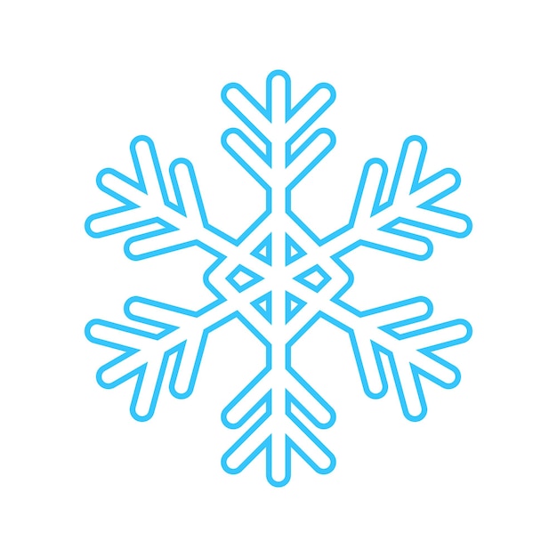 Simple snowflake made of blue lines Festive decoration for New Year and Christmas symbol of winter element for design Vector illustration