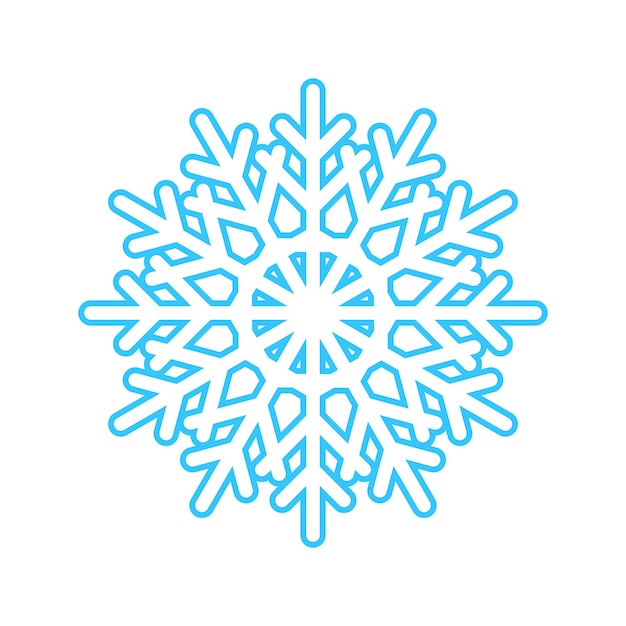 Simple snowflake made of blue lines Festive decoration for New Year and Christmas symbol of winter element for design Vector illustration