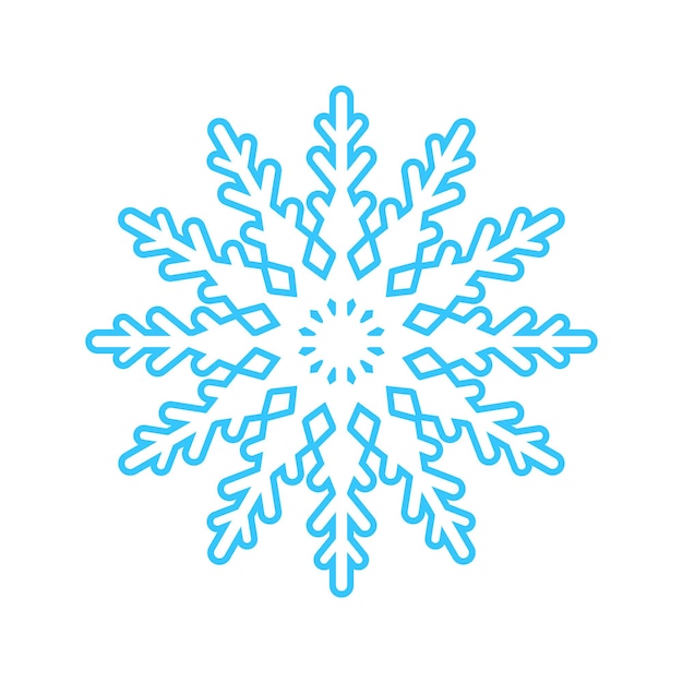 Simple snowflake made of blue lines Festive decoration for New Year and Christmas symbol of winter element for design Vector illustration