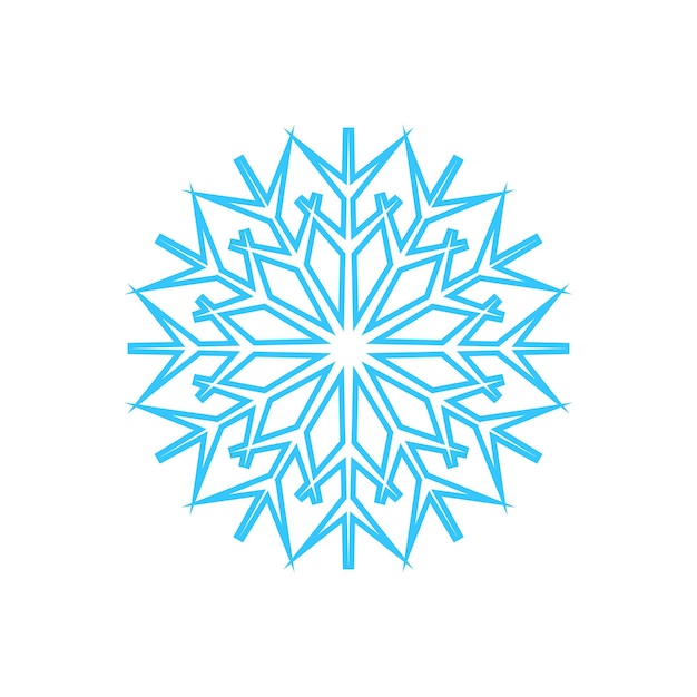 Simple snowflake made of blue lines Festive decoration for New Year and Christmas symbol of winter element for design Vector illustration