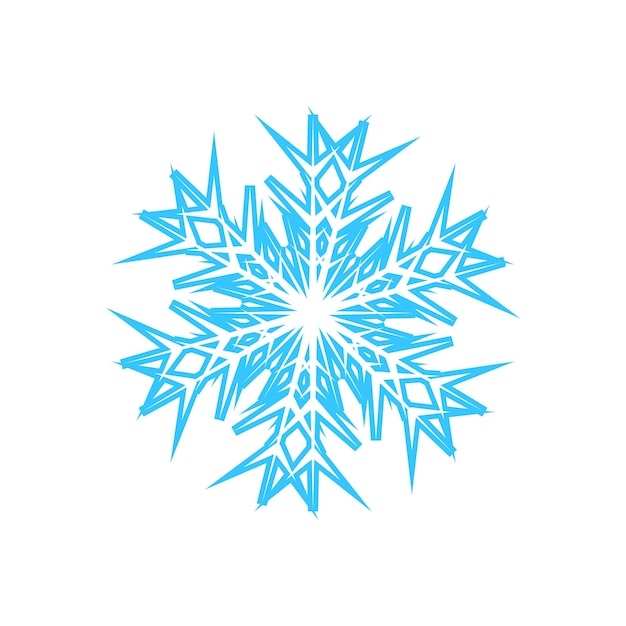 Simple snowflake made of blue lines Festive decoration for New Year and Christmas symbol of winter element for design Vector illustration