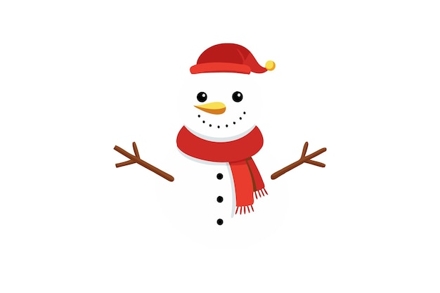 Simple snowman with red scarf