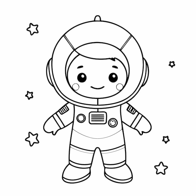 Simple spacesuit drawing for toddlers colouring page