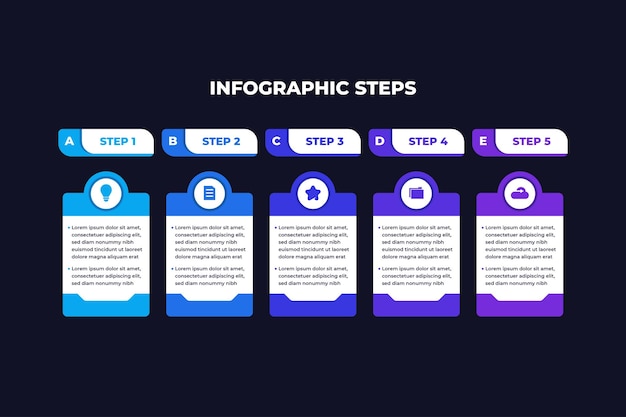 Simple Steps of Work Business Infographic Template