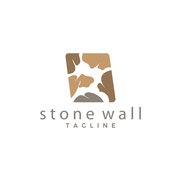 Simple Stone Wall Logo Design Template Symbol Illustration