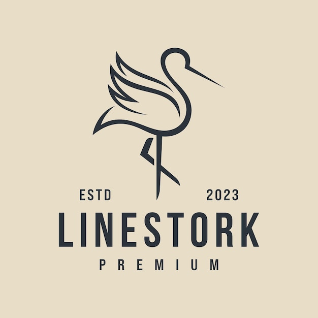 Vector simple stork line logo vector template illustration