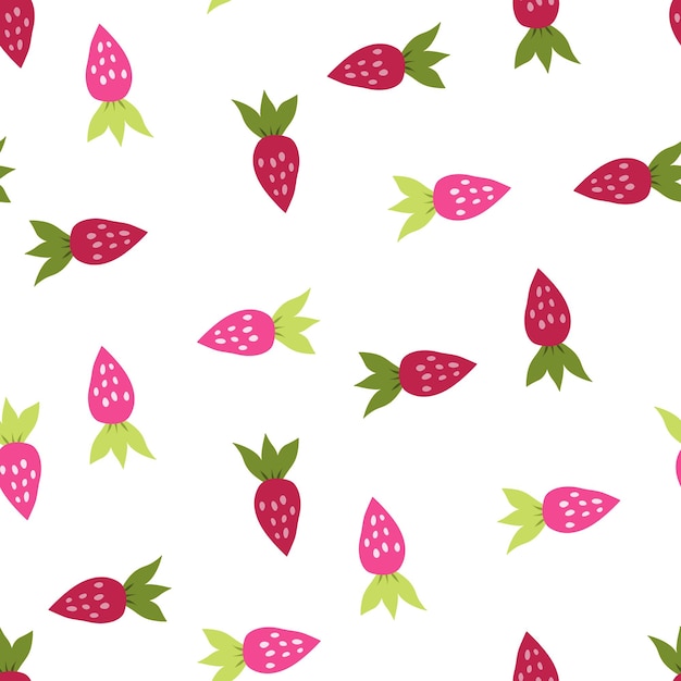 Simple strawberry seamless pattern Hand drawn strawberries wallpaper Fruits backdrop