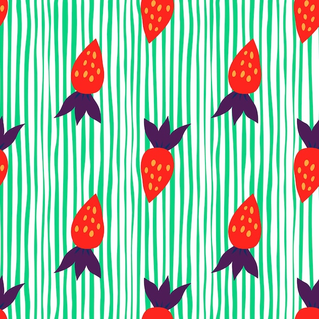 Simple strawberry seamless pattern Hand drawn strawberries wallpaper Fruits backdrop