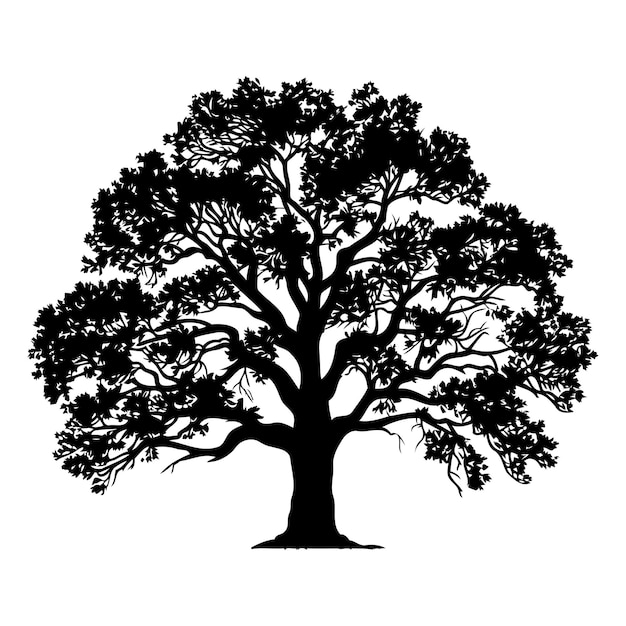 A simple yet striking silhouette of a large tree perfect for adding a touch of nature to your designs