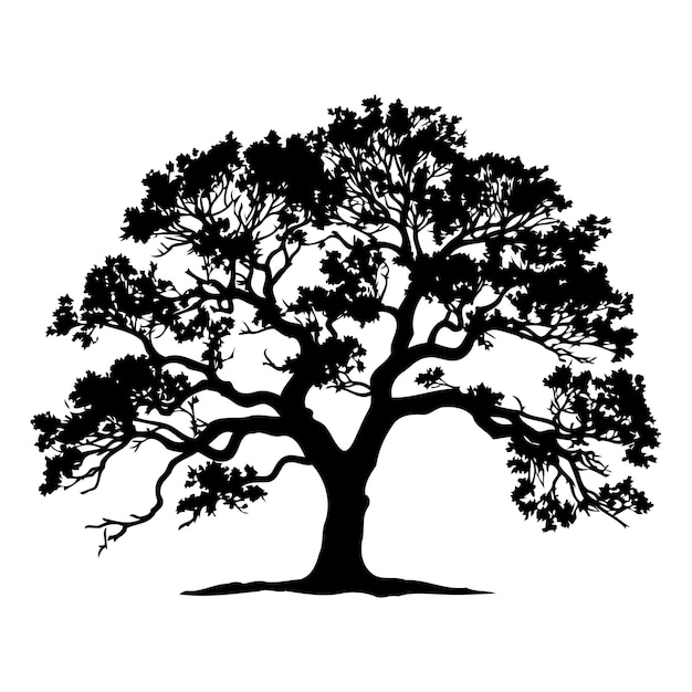 Simple yet striking silhouette of a majestic tree perfect for designs emphasizing nature and growth