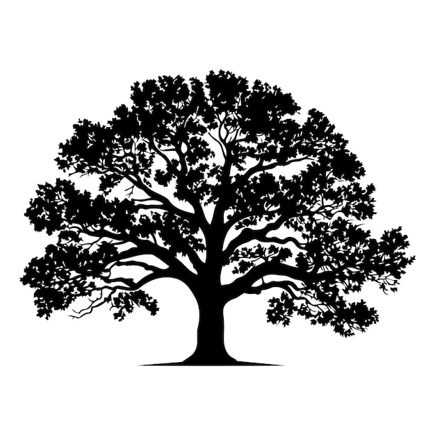 Simple yet striking this black and white silhouette of a majestic oak tree is perfect for natureinspired designs