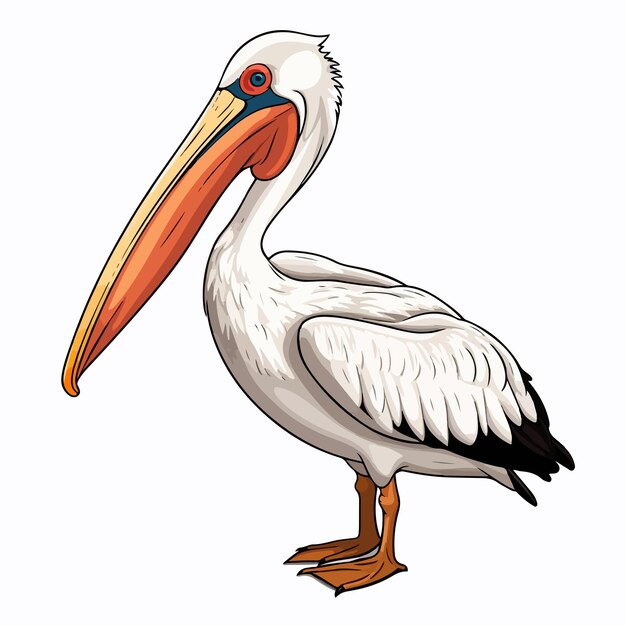 Simple Style Pelican Doodle on White Background