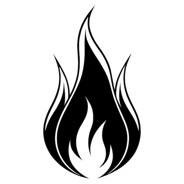 Vector simple and stylish black flame icon illustration