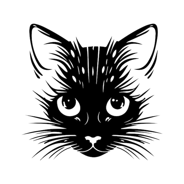 Simple stylized cat head for logo design