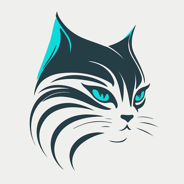 Simple stylized cat head for logo design