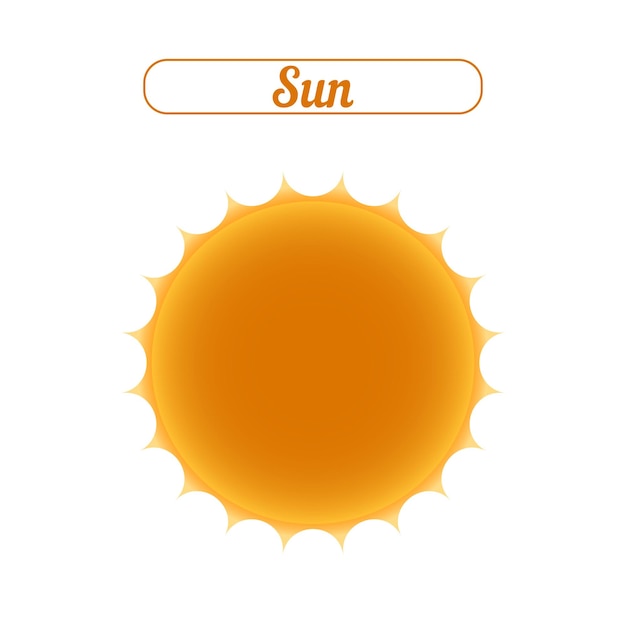 Simple sun clipart created with orange and bright yellow gradient Simple bright sun vector illustration on white background