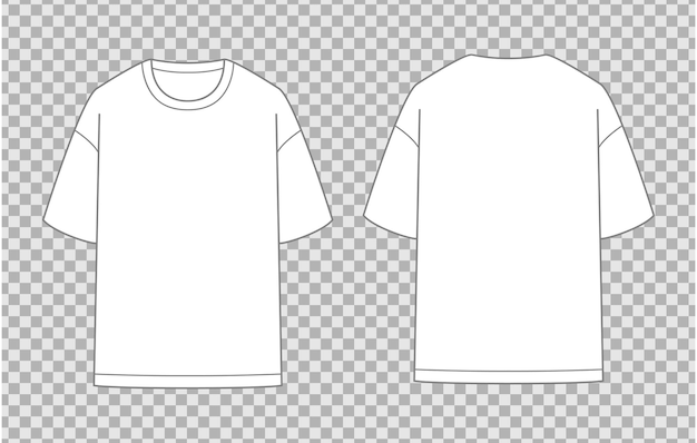 Simple t shirts line templates Front and back view Vector illustration