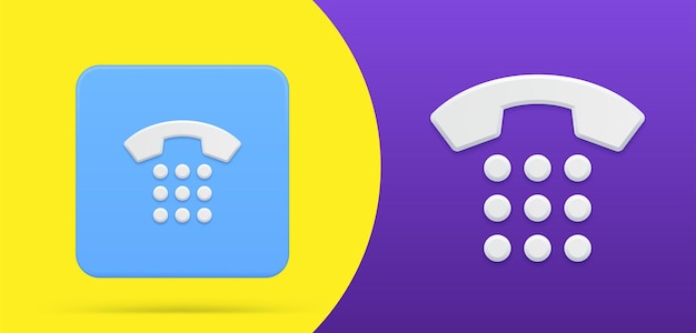 Simple telephone retro with handset and buttons 3d icon vector illustration. Old wired vintage phone symbol of hotline, helpline, call communications. Classic bell device for talking remotely support