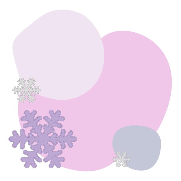 Simple template with snowflakes on colorful digital spots on isolated white Colored Christmas new year blotch Trendy label brush stroke background