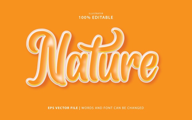 Simple text effect nature orange color editable free vector