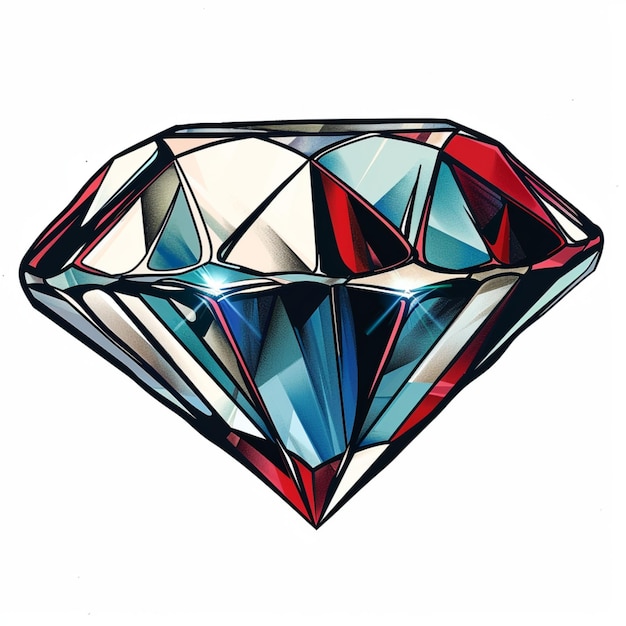 Vector a simple traditional diamond illustration with bold lines and flat colors on a clean white backgroun