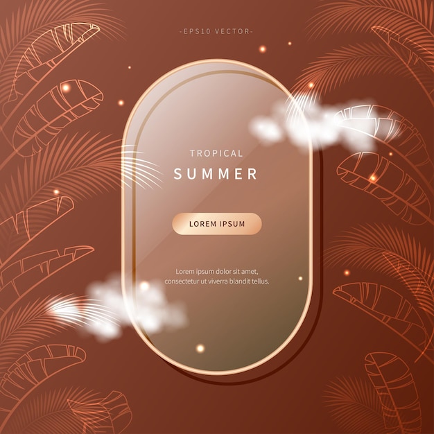 simple tropical leaves Summer banner