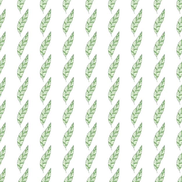 Simple tropical palm leaves seamless pattern Linear exotic botanical texture