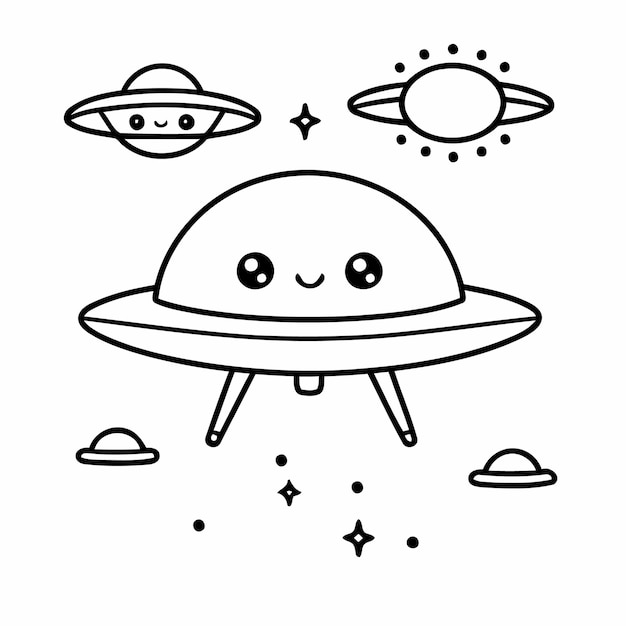 Simple UFO doodle for children books