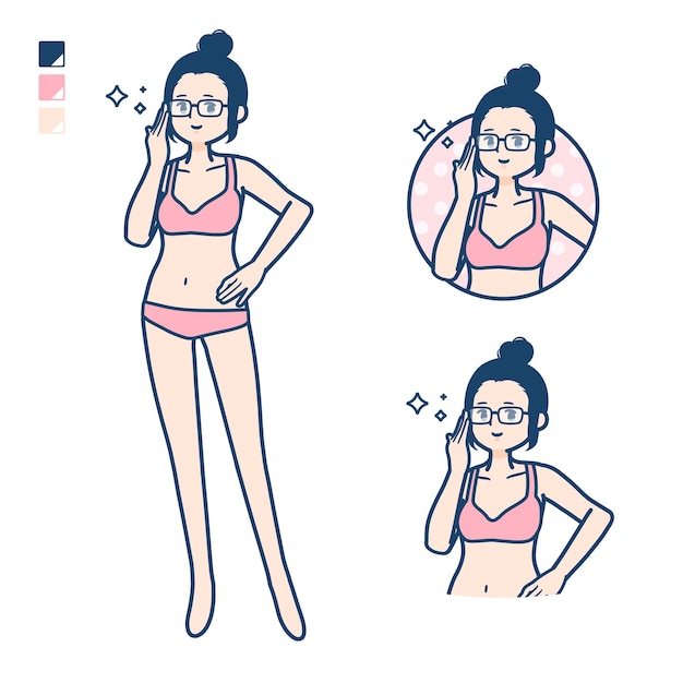 Simple underwear womanWearing glasses