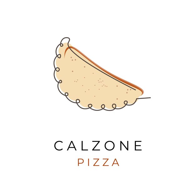 Simple Unique Line Art Pizza Calzone Logo