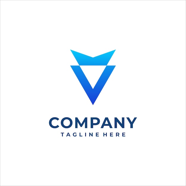 Simple V crown logo designelegant blue design