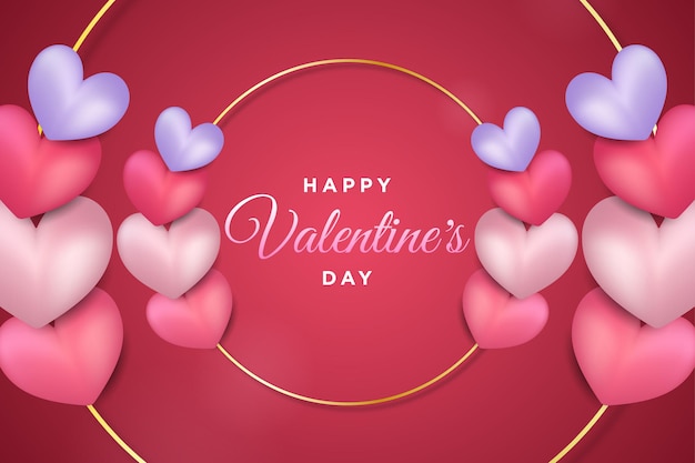 Simple valentines day background with 3D heart