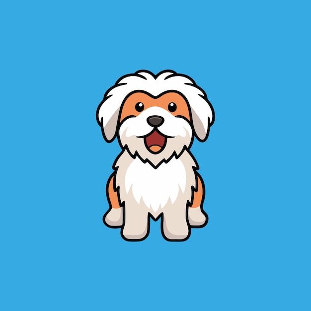 Vector a simple vector cartoon havanese dog barks