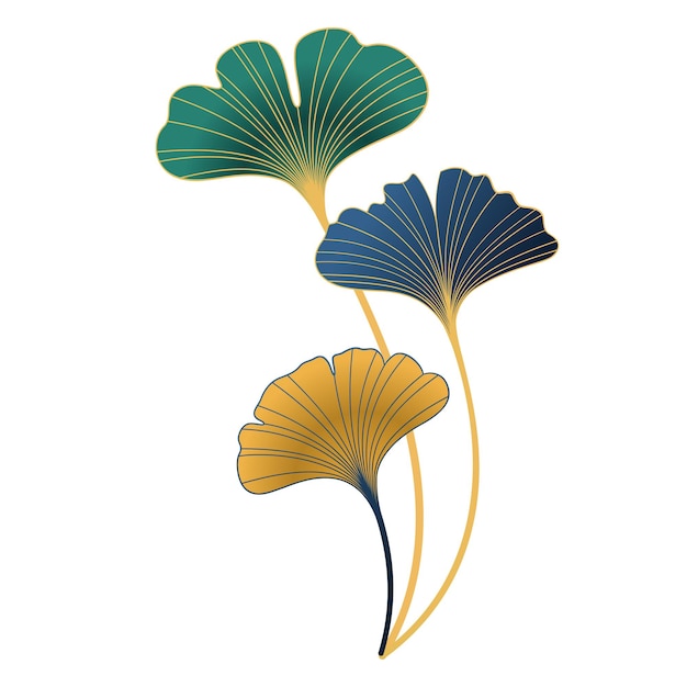 Simple vector design of ginkgo leaves on white background