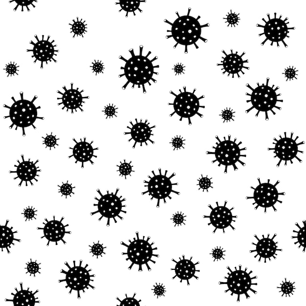 Simple vector doodle seamless pattern of the coronavirus cells