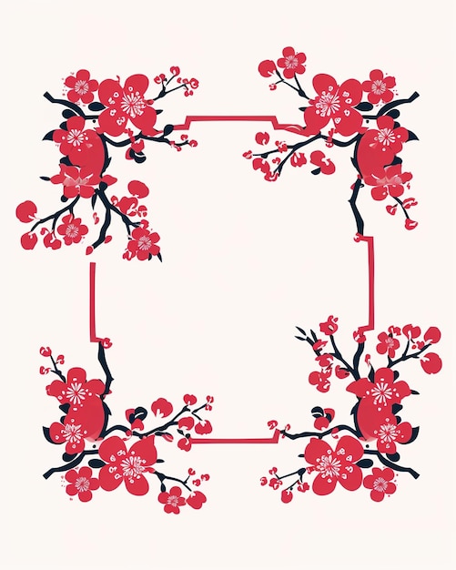 Vector simple vector graphic of cherry blossom frame