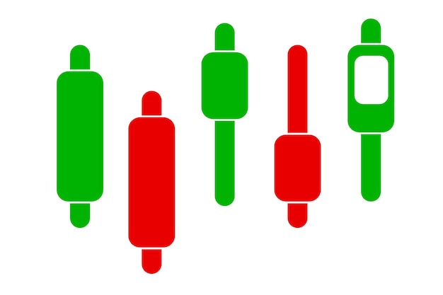 Simple Vector Green and Red Candle Stick Graphic Chart